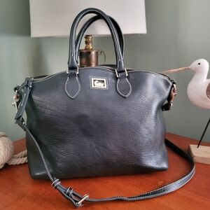 Dooney & Bourke Dillen Domed Satchel Black Pebbled Leather Bag Y2K